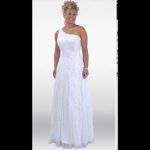 White Sequin Formal Floor Length Gown